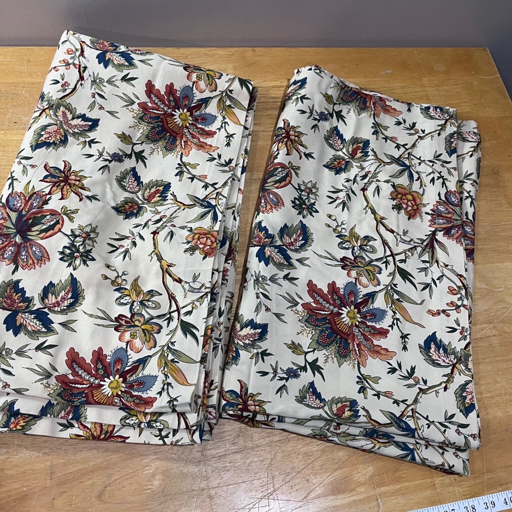 Waverly Home Felicity Floral Chintz Cotton Curtain Panels 48x84 Set of 2 Vtg